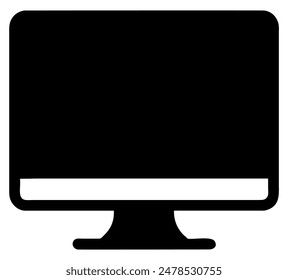 Black and white desktop computer monitor icon. Vector illustration