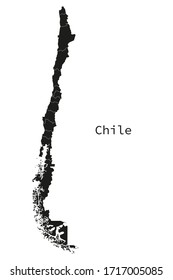 Black and white detailed Chile map with regions outlined vector