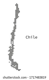 Black and white detailed dotted Chile map vector