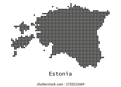 Black and white detailed dotted Estonia map vector