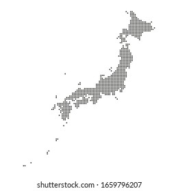 Black and white detailed dotted Japan map vector