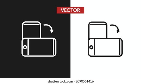 Black and White Device Icon Set. Vector isolated Illustration of a Smartphone or Device Flipping