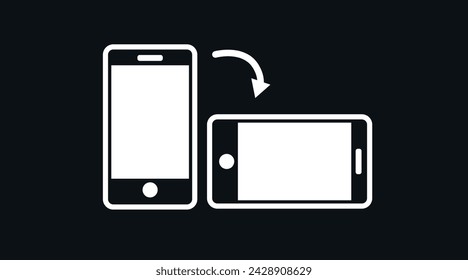 Black and White Device Icon. Vector isolated Illustration of a Smartphone or Device Flipping