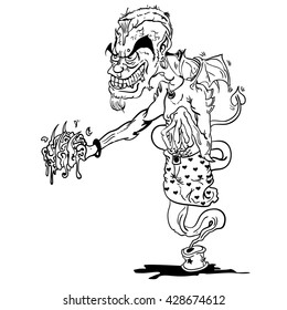 black and white devil ginnie cartoon illustration