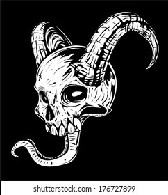 Black and White Devil Skull