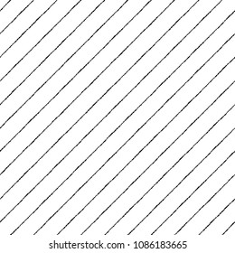 Black and white diagonal brush, chalk drawn textured pinstripes, streaks seamless repeat background, pattern. Tilted lines, inclined stripes, bars template. Striped dynamic monochrome endless texture.