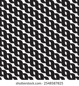 Black and white diagonal chain vector square seamless pattern or texture.