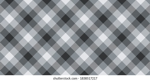 black white diagonal checkered tartan traditional ornament repeatable pattern, textile texture from plaid, tablecloths, shirts. editable vector, easy color changing - one color one object