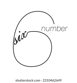 Black and white diagonal logo template number six, vector illustrations, isolated on white background. Diagonal number six logo graphics