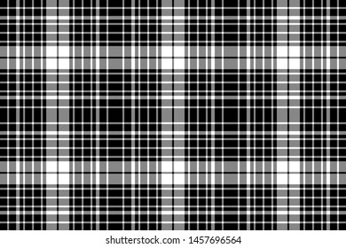 Black and white diagonal plaid seamless pattern. Vector illustration.