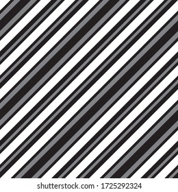 Black and white diagonal striped seamless pattern background suitable for fashion textiles, graphics