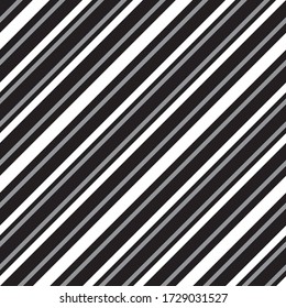 Black and white diagonal striped seamless pattern background suitable for fashion textiles, graphics