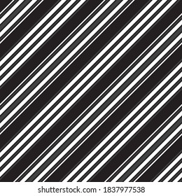 Black and white diagonal striped seamless pattern background suitable for fashion textiles, graphics