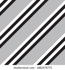 Black and white diagonal striped seamless pattern background suitable for fashion textiles, graphics