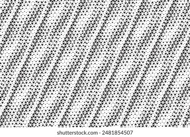 Black and white diagonal triangle dot stripes pattern background. Abstract triangular halftone background as design element. vector illustration. 