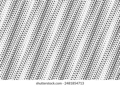 Black and white diagonal triangle dot stripes pattern background. Abstract triangular halftone background as design element. vector illustration. 