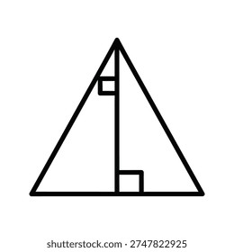 a black and white diagram of a triangle with an altitude drawn from the top vertex to the base, forming two right angles