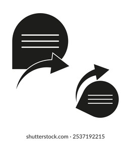 Black and white dialogue icons with arrows. Perfect for interfaces and web design.