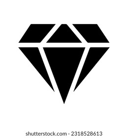 Un diamante blanco negro con fondo blanco. Ilustración de icono de diamante	