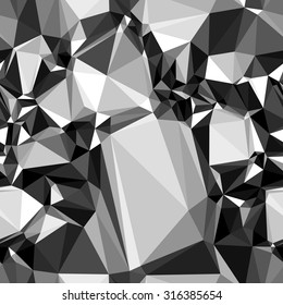 Black and white diamond crystals. Vector seamless pattern of triangles.
