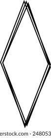 Black and White Diamond Frame on White Background. Simple Geometric Shape Element. Monochrome Graphic Overlay. 