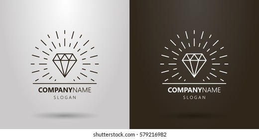 black and white diamond logo with rays