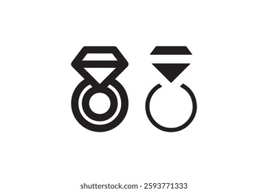 Black and white diamond ring icons Vector