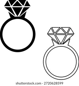 black and white diamond ring illustrations