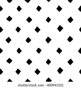Black and white diamond shape hand drawn simple geometric seamless pattern, vector