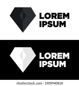Plantilla de logotipo de diseño gráfico sencillo de diamante blanco y negro. ilustración monográfica