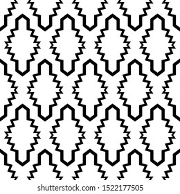 Black and white diamonds. Seamless pattern. Ethnic print. Vector geometric background. Can be used for social media, posters, email, print, ads designs.