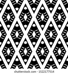 Black and white diamonds. Seamless pattern. Ethnic print. Vector geometric background. Can be used for social media, posters, email, print, ads designs.
