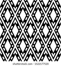 Black and white diamonds. Seamless pattern. Ethnic print. Vector geometric background. Can be used for social media, posters, email, print, ads designs.