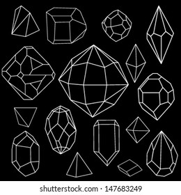 Black and white diamonds.Vector set of diamond design elements.
