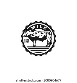Black White Diary Milk Circle Stamp Emblem Badge Sticker Logo Design Inspiration Idea and Concept
