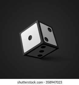 Black and white dice. Cube. Vector illustration.