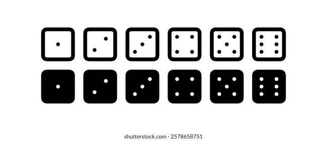 Black and White Dice Icon Set Vector