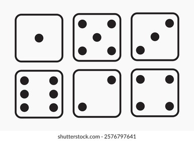 Black and White Dice Set with Various Faces