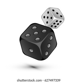 black and white dices isolated on white background