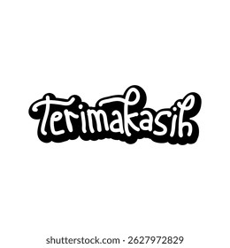 Black and white digital artwork showcasing the phrase 'Terima Kasih' in a bold artistic font, expressing gratitude