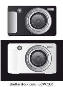 black and white digital camera. vector illustration
