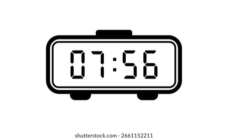 Black and white digital clock illustration | simple electronic timer display