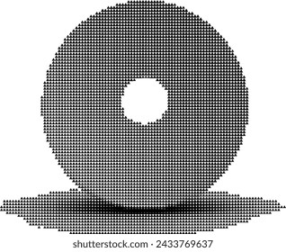 Black and white digital halftone pattern of a toroid shape on a white background.