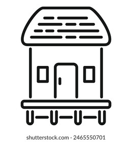 Black and white digital line drawing of a minimalist house representation
