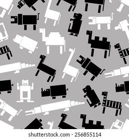 black and white digital retro animals pattern eps10