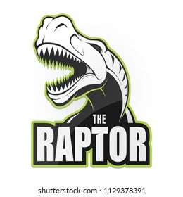 Black and white dinosaur emblem on a white background. Vector illustration