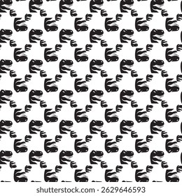 Black And White Dinosaur Pattern With Repeated Design Background