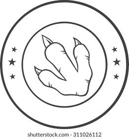 Black And White Dinosaur Paw With Claws Circle Logo Design. Vector Illustration Isolated On White Background