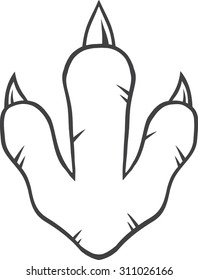 Black And White Dinosaur Paw With Claws. Vector Illustration Isolated On White Background