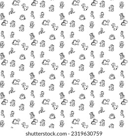 Black in white dinosour line art vector design